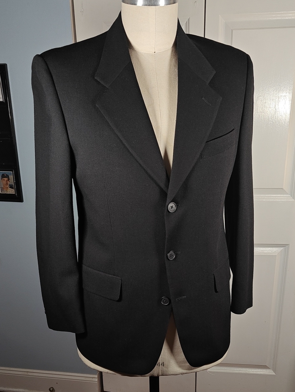 Vintage Yves Saint Laurent Mens 41R Black 100% Worsted Wool Blazer 3 Button